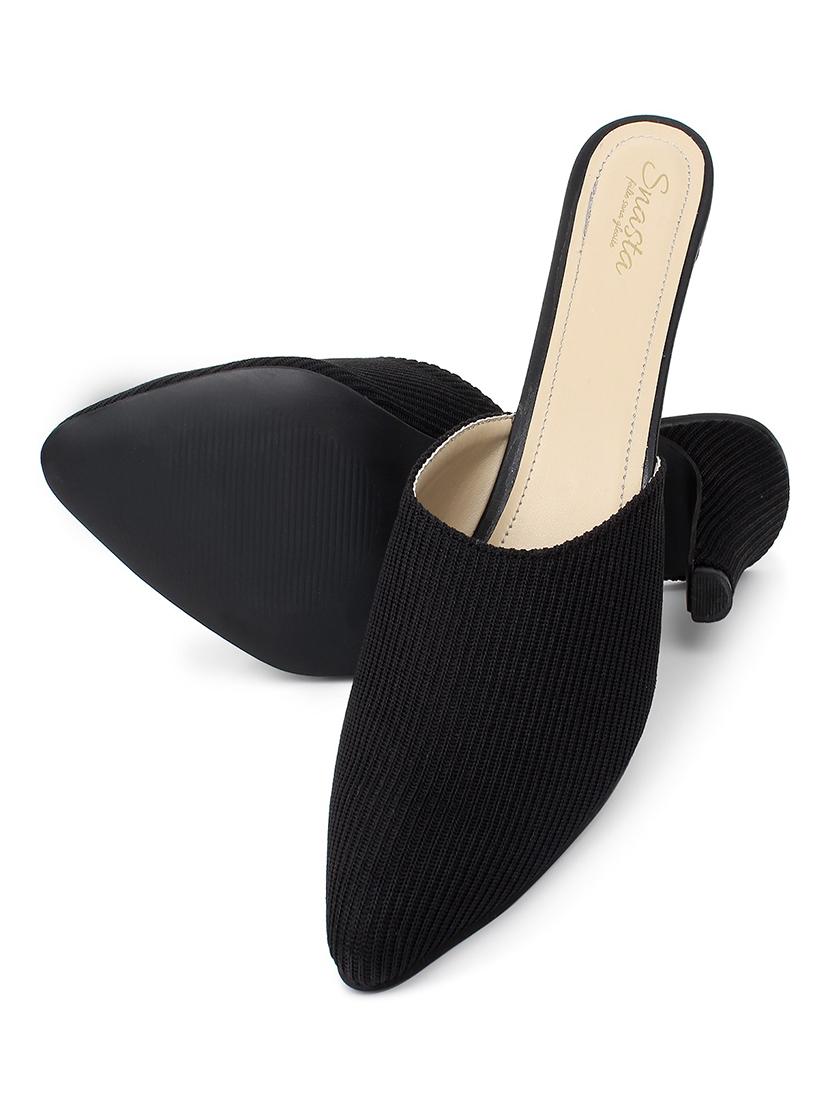 black fabric slip on sandals - 17626488 - Zoom Image - 4