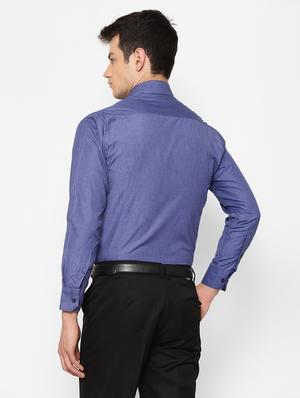blue solid formal shirt - 17626540 - Standard Image - 4