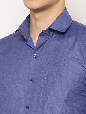 blue solid formal shirt - 17626540 - Standard Image - 6