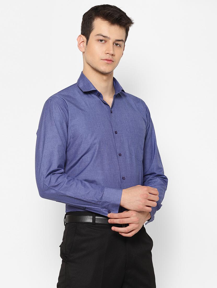 blue solid formal shirt - 17626540 - Zoom Image - 2