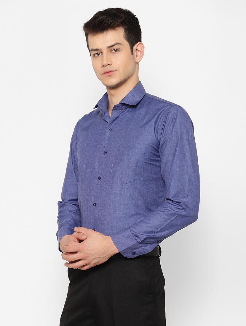 blue solid formal shirt - 17626540 - Zoom Image - 3