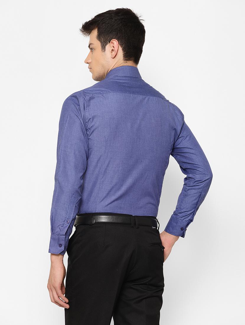 blue solid formal shirt - 17626540 - Zoom Image - 4