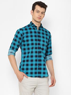 blue checkered casual shirt - 17626553 - Standard Image - 3