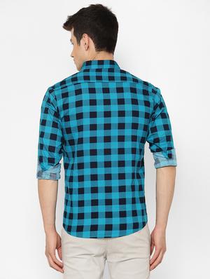blue checkered casual shirt - 17626553 - Standard Image - 4