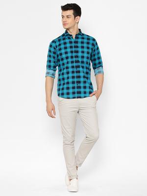 blue checkered casual shirt - 17626553 - Standard Image - 5
