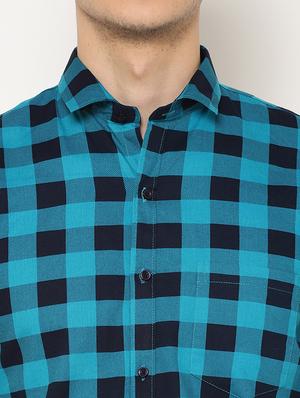 blue checkered casual shirt - 17626553 - Standard Image - 6