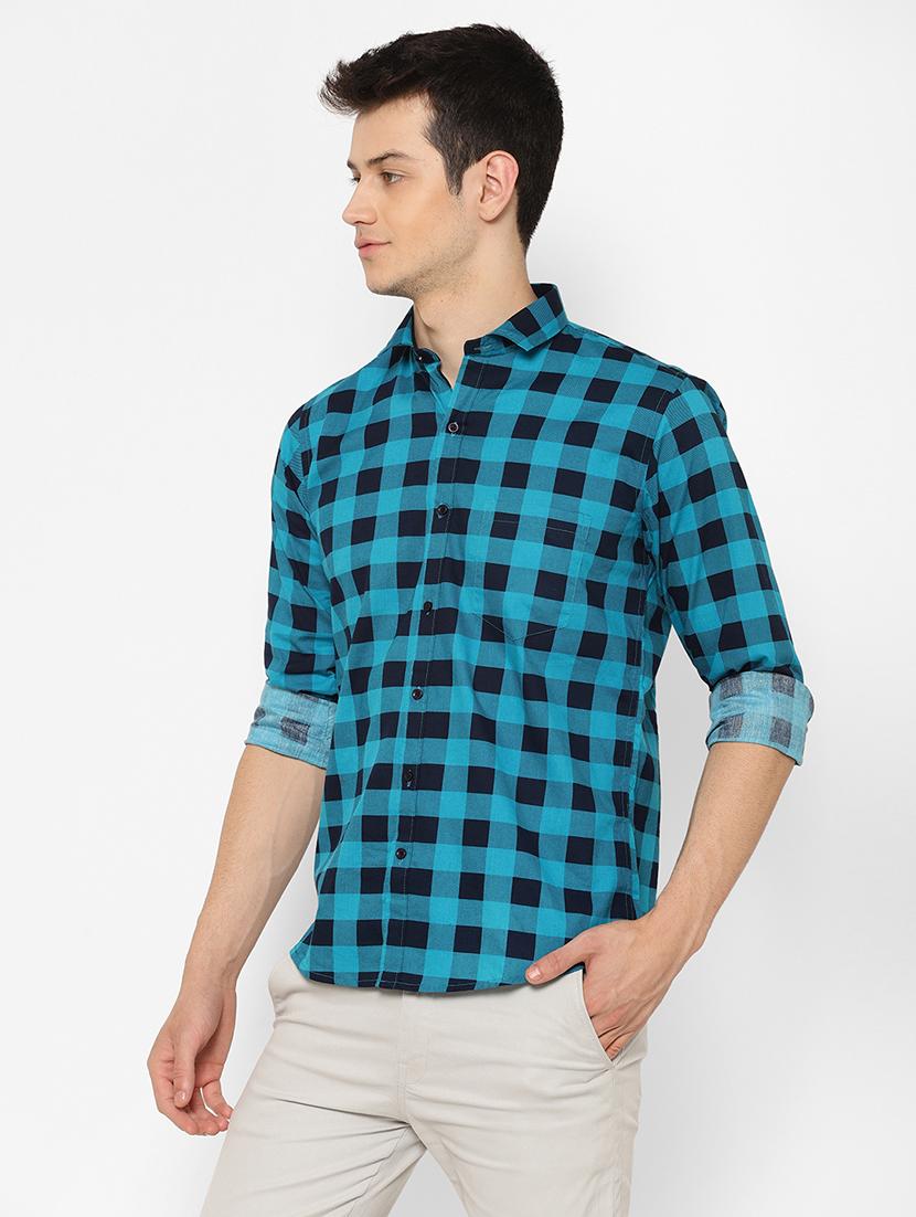 blue checkered casual shirt - 17626553 - Zoom Image - 2