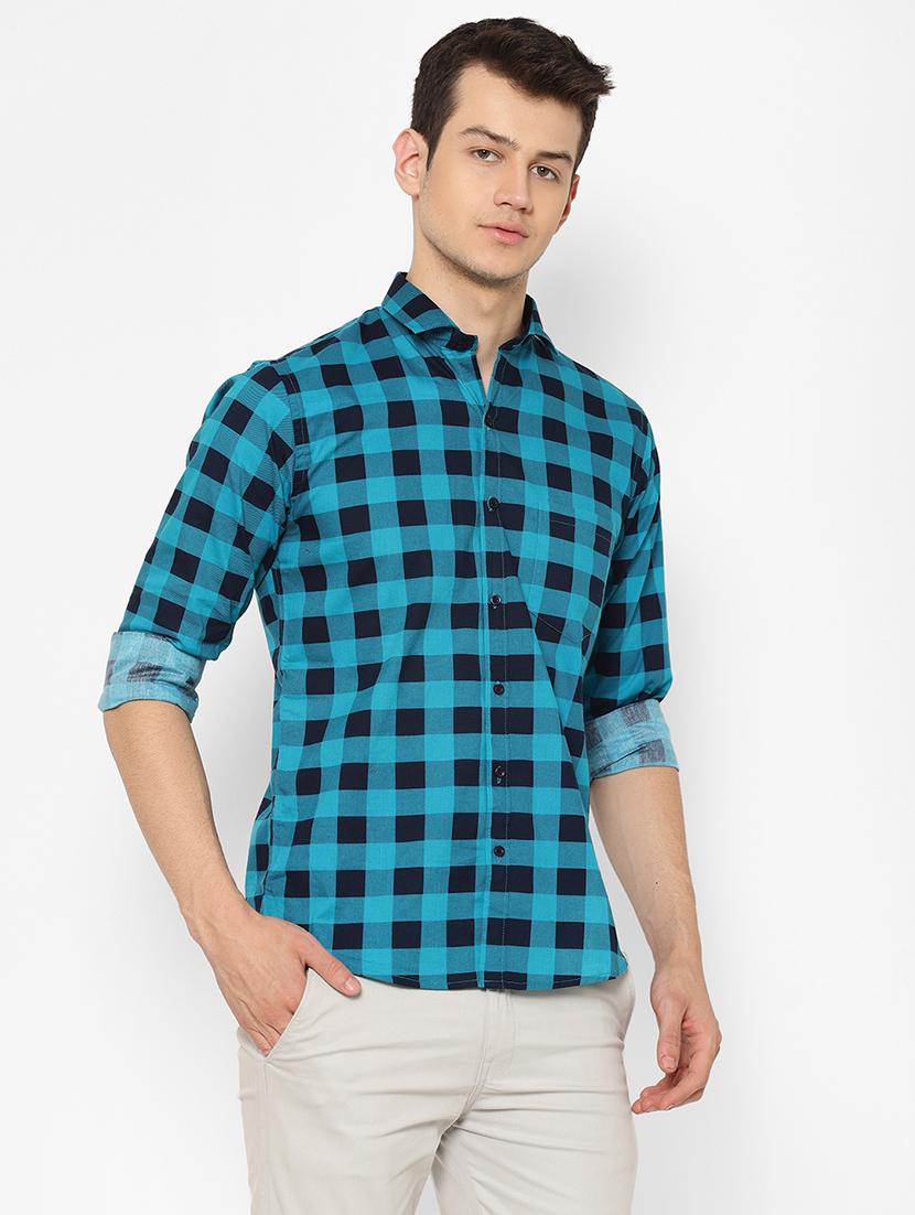 blue checkered casual shirt - 17626553 - Zoom Image - 3