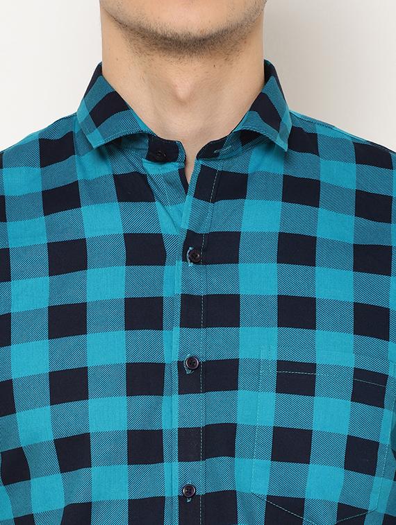 blue checkered casual shirt - 17626553 - Zoom Image - 6