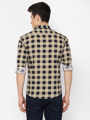 beige checkered casual shirt - 17626556 - Standard Image - 4