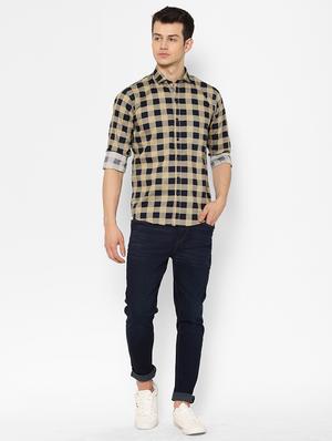 beige checkered casual shirt - 17626556 - Standard Image - 5