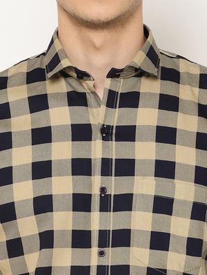 beige checkered casual shirt - 17626556 - Standard Image - 6