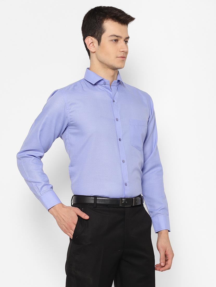 blue solid formal shirt - 17626583 - Zoom Image - 3