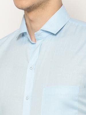 light blue solid casual shirt - 17626589 - Standard Image - 6