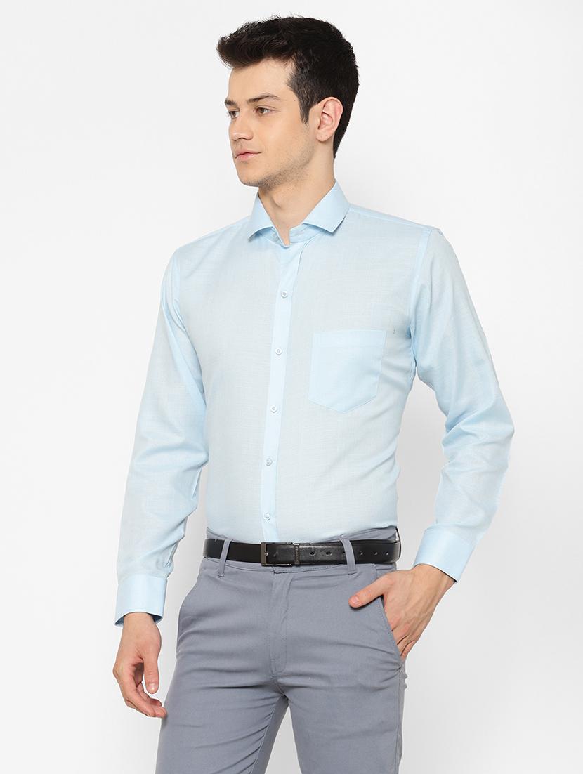 light blue solid casual shirt - 17626589 - Zoom Image - 3