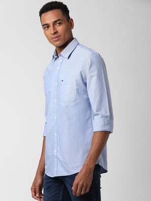 blue solid casual shirt - 17626751 - Standard Image - 2