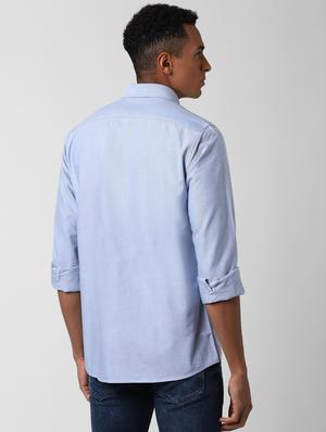 blue solid casual shirt - 17626751 - Standard Image - 3