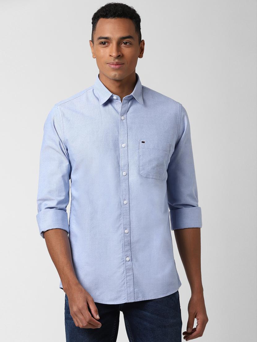 blue solid casual shirt - 17626751 - Zoom Image - 1