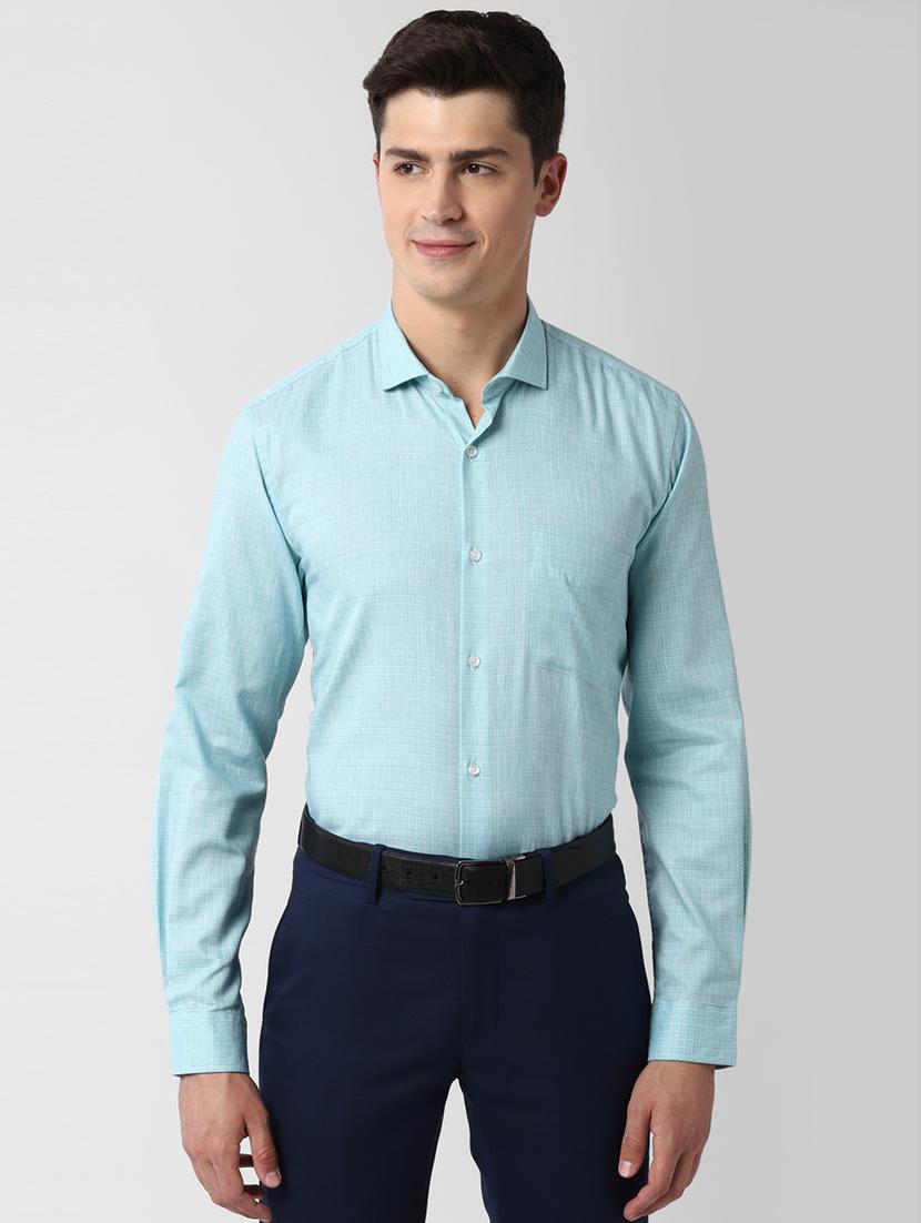 blue checkered formal shirt - 17626864 - Zoom Image - 1