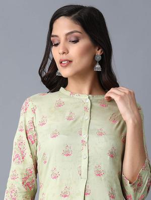 green viscose straight kurta - 17627089 - Standard Image - 5
