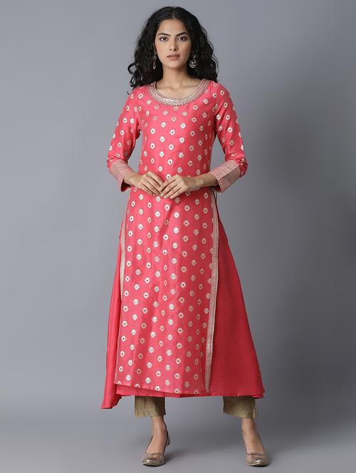 ethnic motifs layered kurta - 17627112 - Standard Image - 1
