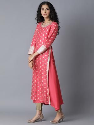 ethnic motifs layered kurta - 17627112 - Standard Image - 2