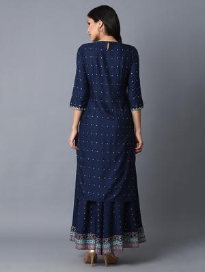 blue viscose straight kurta - 17627151 - Standard Image - 4