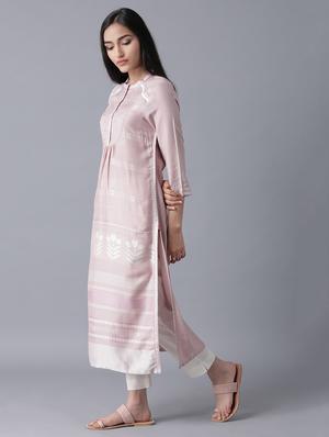 pink viscose aline kurta - 17627170 - Standard Image - 2