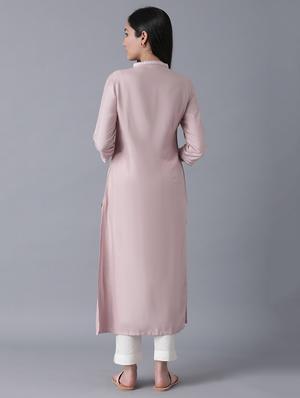 pink viscose aline kurta - 17627170 - Standard Image - 4
