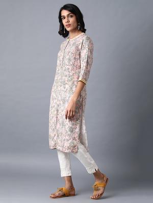pink viscose straight kurta - 17627215 - Standard Image - 3