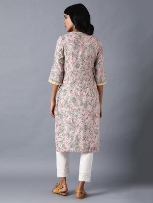 pink viscose straight kurta - 17627215 - Standard Image - 4