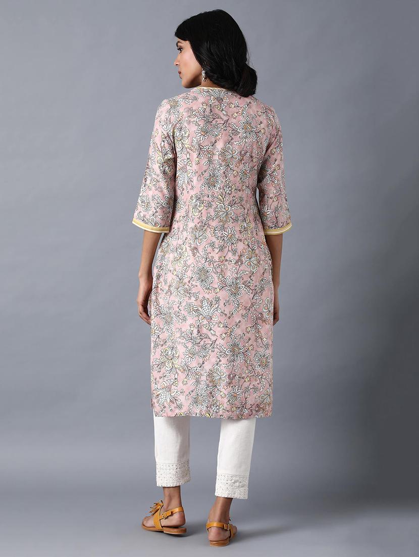 pink viscose straight kurta - 17627215 - Zoom Image - 4