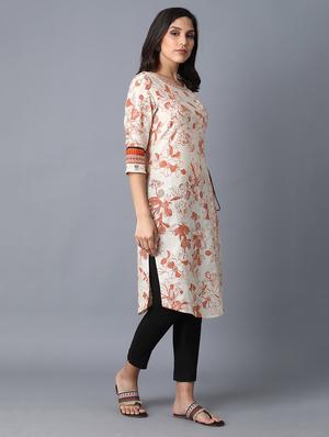 floral straight kurta - 17627257 - Standard Image - 3