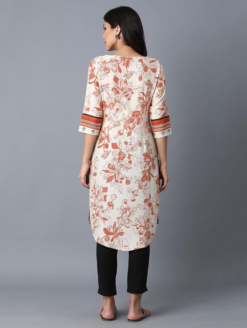 floral straight kurta - 17627257 - Zoom Image - 4