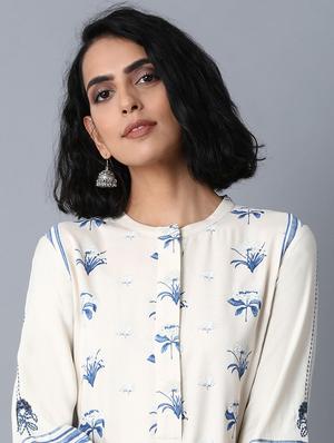 blue viscose straight kurta - 17627276 - Standard Image - 5