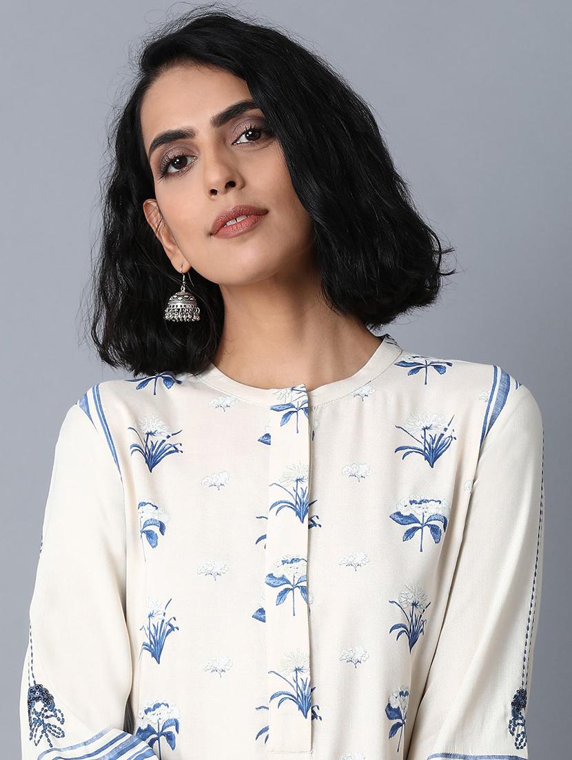 blue viscose straight kurta - 17627276 - Zoom Image - 5