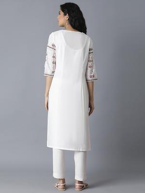 beige cotton straight kurta - 17627304 - Standard Image - 3