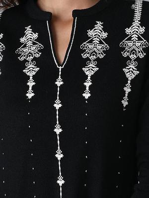 black viscose flared kurta - 17627336 - Standard Image - 4
