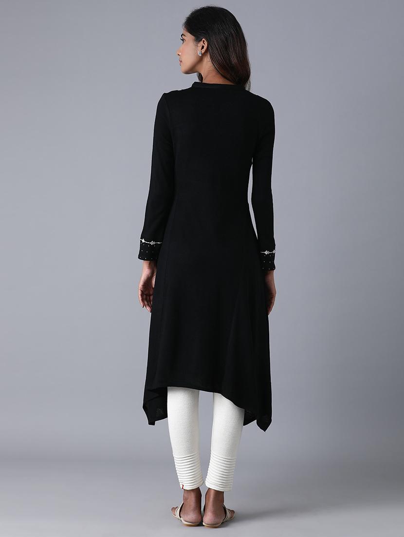 black viscose flared kurta - 17627336 - Zoom Image - 3