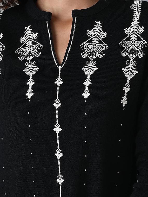 black viscose flared kurta - 17627336 - Zoom Image - 4