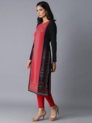 pink viscose straight kurta - 17627348 - Standard Image - 2