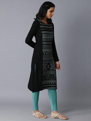 green viscose straight kurta - 17627360 - Standard Image - 2