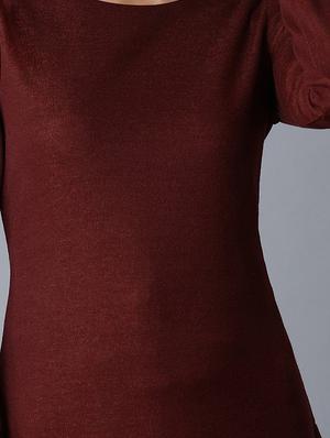 burgundy viscose straight kurta - 17627370 - Standard Image - 4