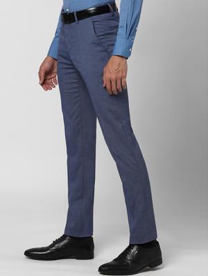 blue textured flat front formal trouser - 17627516 - Standard Image - 2
