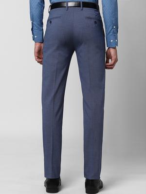 blue textured flat front formal trouser - 17627516 - Standard Image - 3