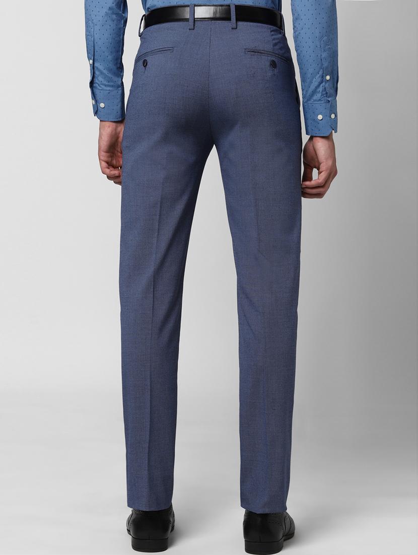 blue textured flat front formal trouser - 17627516 - Zoom Image - 3