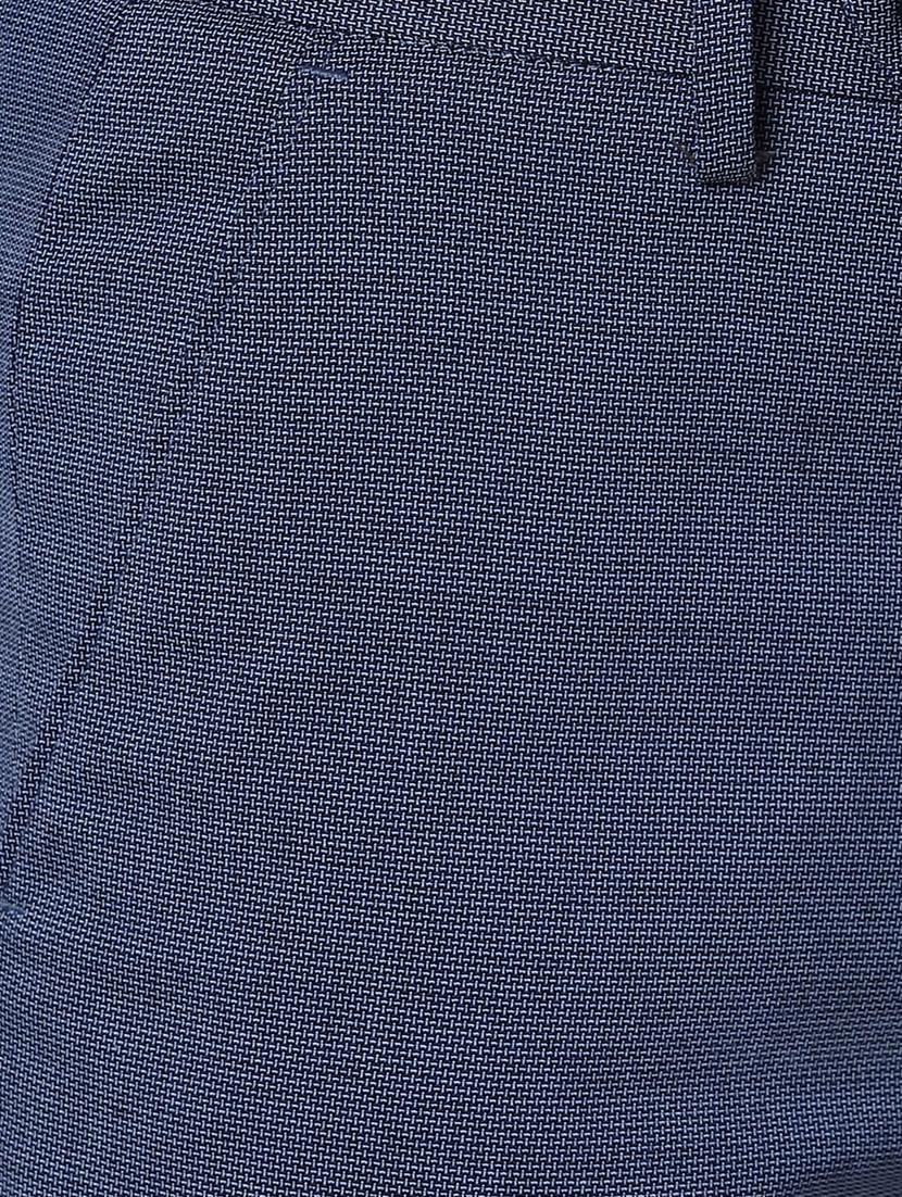 blue textured flat front formal trouser - 17627516 - Zoom Image - 5