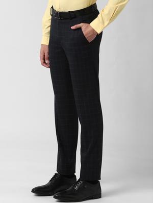 black checkered flat front formal trouser - 17627521 - Standard Image - 2