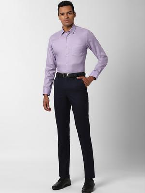 navy blue checkered flat front formal trouser - 17627526 - Standard Image - 4
