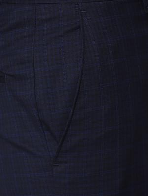 navy blue checkered flat front formal trouser - 17627526 - Standard Image - 5